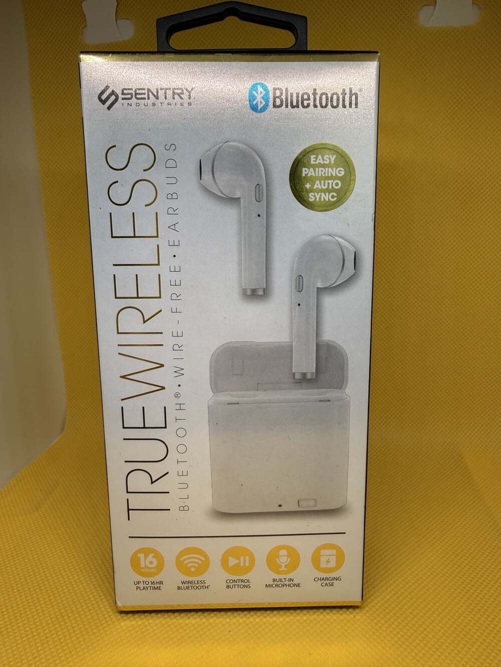 Sentry Industries True Wireless Bluetooth Earbuds with Charging Case White